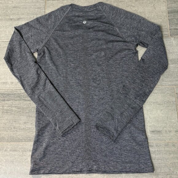 Lululemon Striped Swiftly Tech 2.0 Long Sleeve Shirt Gray Blue Size 8 - Picture 6 of 8